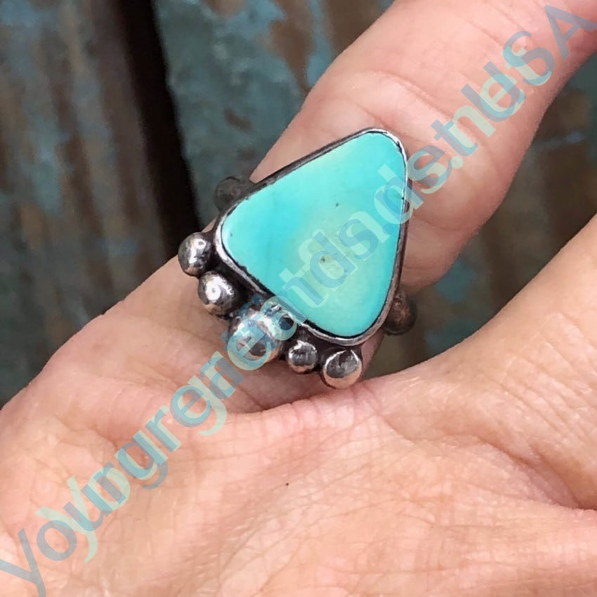Old Navajo Triangle Turquoise Raindrop Ring Sterling 4.5 Yourgreatfinds