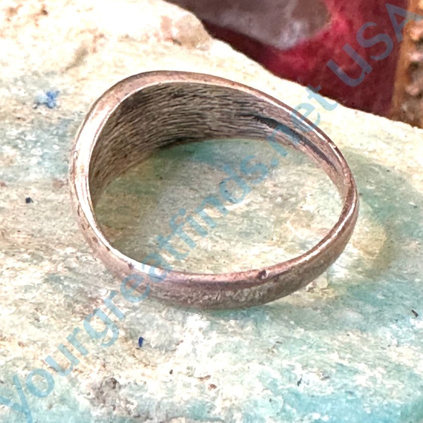 Old Navajo Tufa Stone Cast Turquoise Ring Size 7