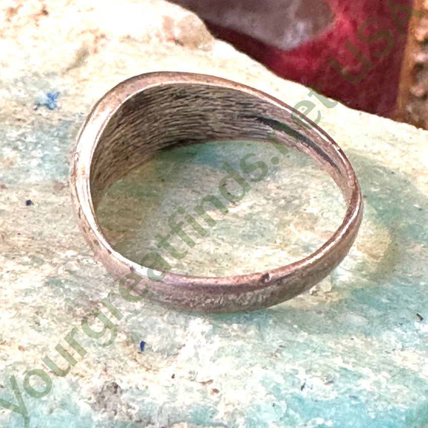Old Navajo Tufa Stone Cast Turquoise Ring Size 7
