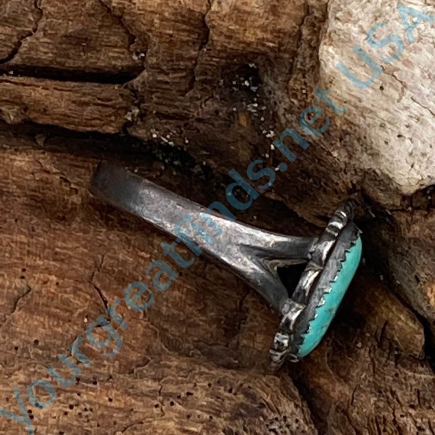 Old Navajo Turquoise Ring Sterling Bell Trading Size 9
