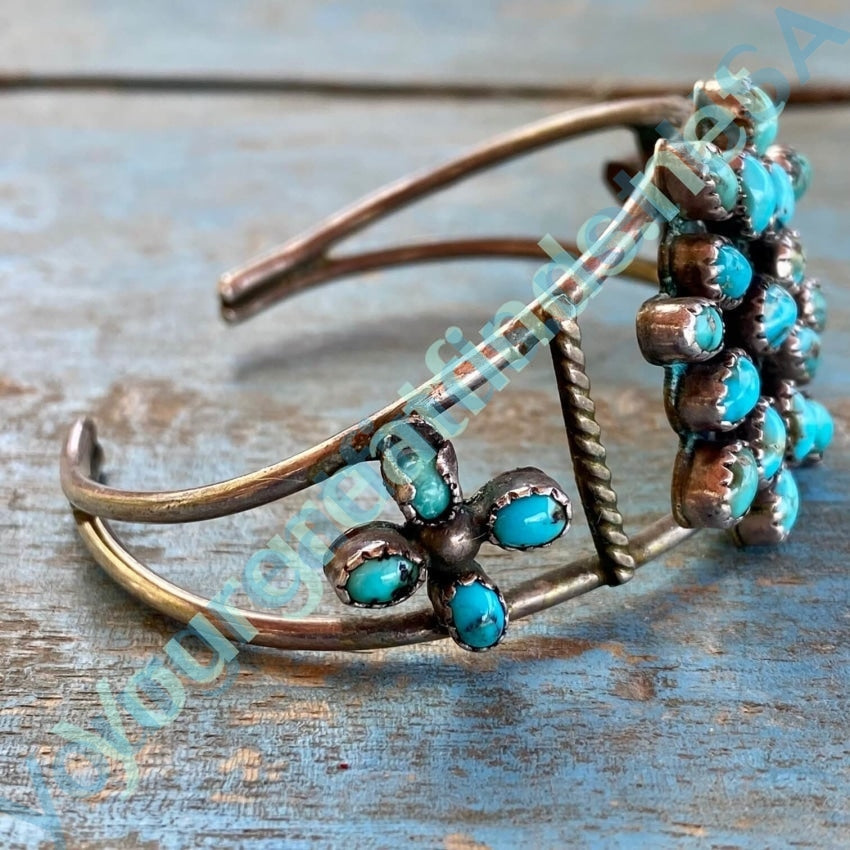 Old Navajo Turquoise Rosette Bracelet Sterling Silver Yourgreatfinds