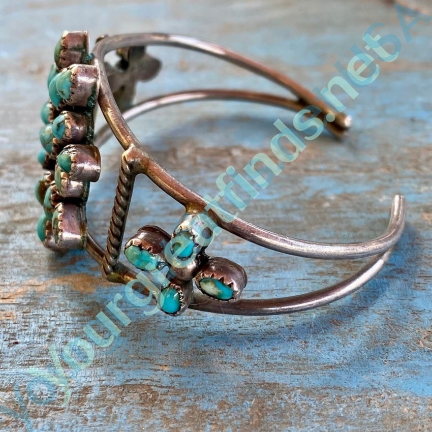 Old Navajo Turquoise Rosette Bracelet Sterling Silver Yourgreatfinds