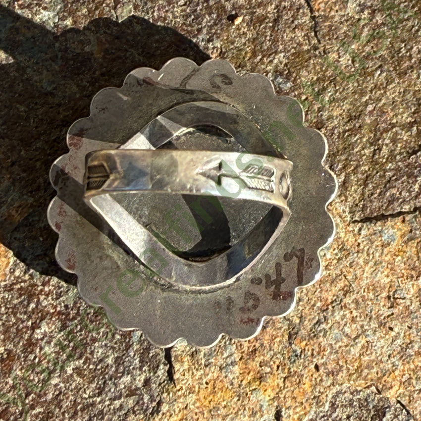 Old Navajo Turquoise Satellite Ring Stamped Size 4 3/4 ring