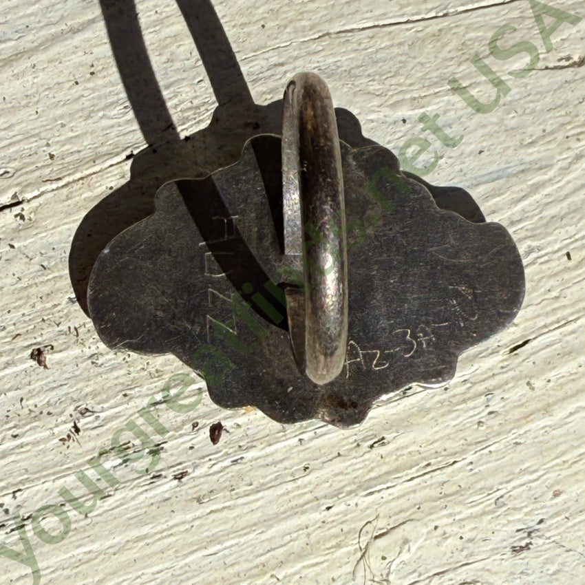 Old Navajo Turquoise & Sterling Silver Rosette Ring 6.5 ring