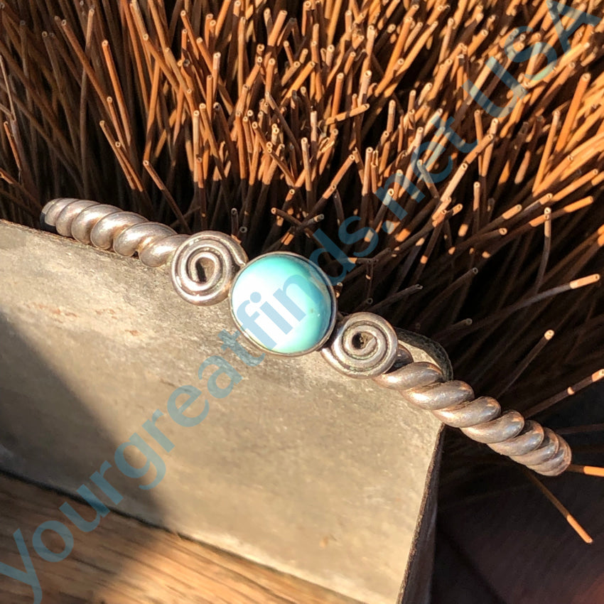 Old Navajo Twisted Sterling Silver Wire Cuff Dry Creek Turquoise Bracelet Bracelet