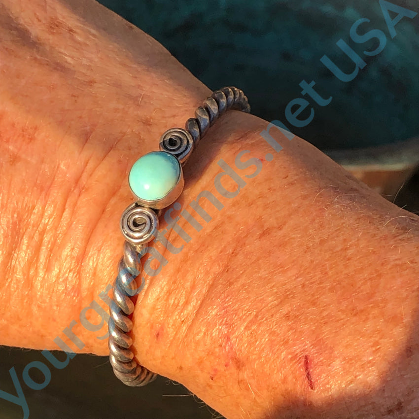 Old Navajo Twisted Sterling Silver Wire Cuff Dry Creek Turquoise Bracelet Bracelet