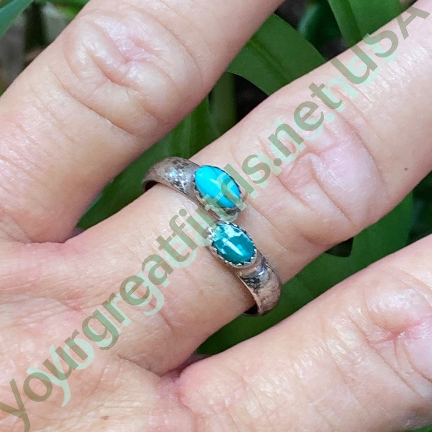 Old Navajo Wrap Ring Turquoise Sterling Silver Yourgreatfinds
