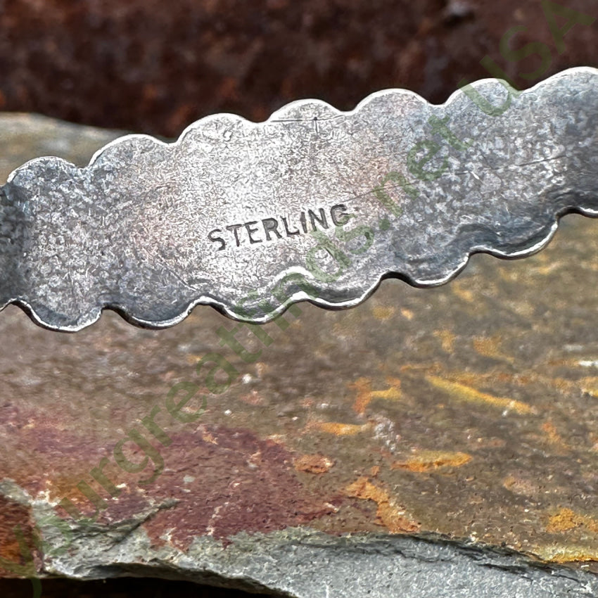 Old Navajo Wrought Silver & Turquoise Cuff Bracelet