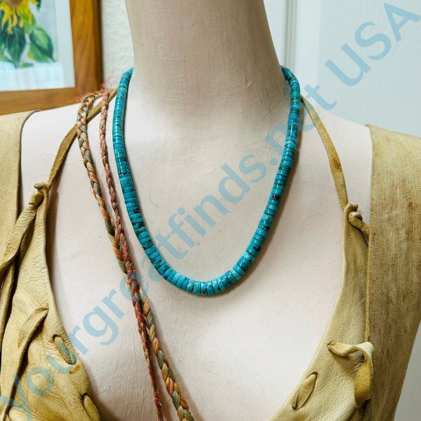 Old Pueblo Indian Turquoise Heishi Bead Necklace Turquoise Bead Necklace