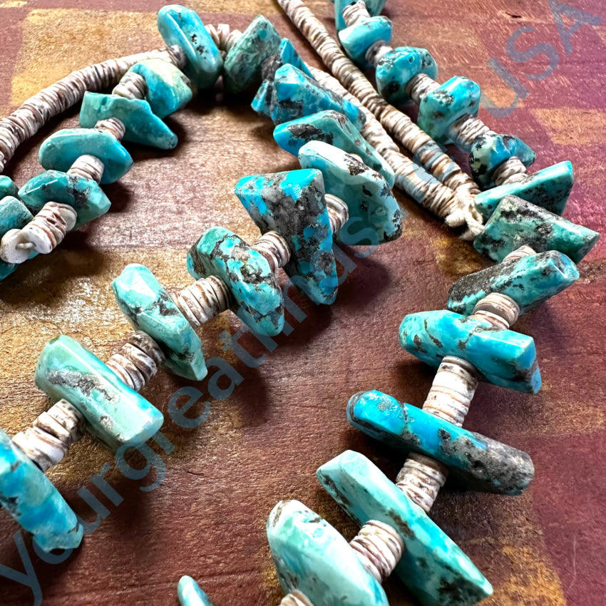 Old Pueblo Indian Turquoise Negget Bead & Heishi Necklace Necklace