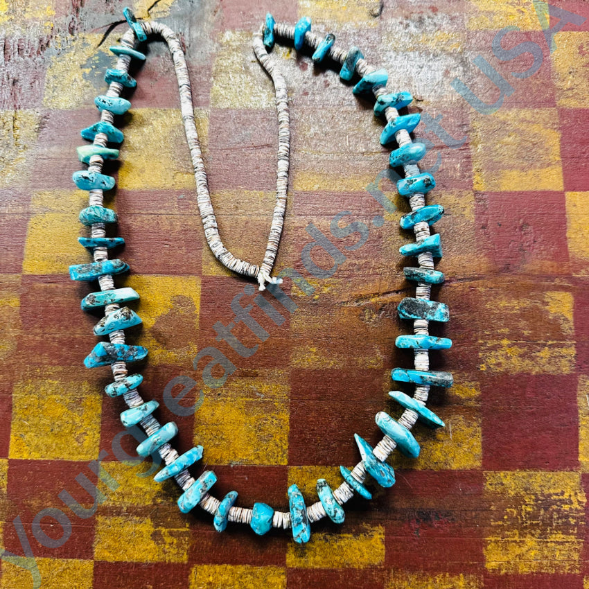 Old Pueblo Indian Turquoise Negget Bead & Heishi Necklace Necklace