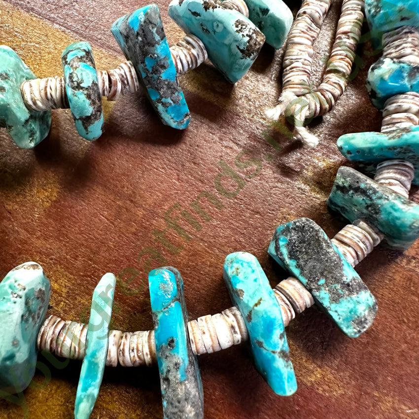 Old Pueblo Indian Turquoise Negget Bead & Heishi Necklace Necklace