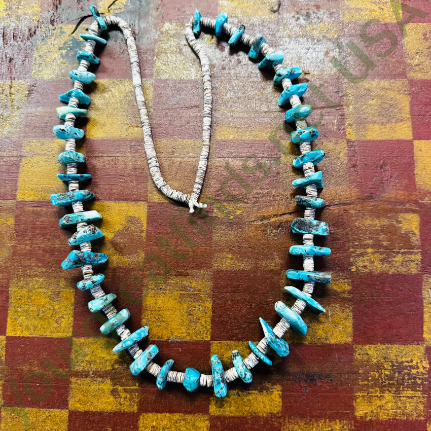Old Pueblo Indian Turquoise Negget Bead & Heishi Necklace Necklace