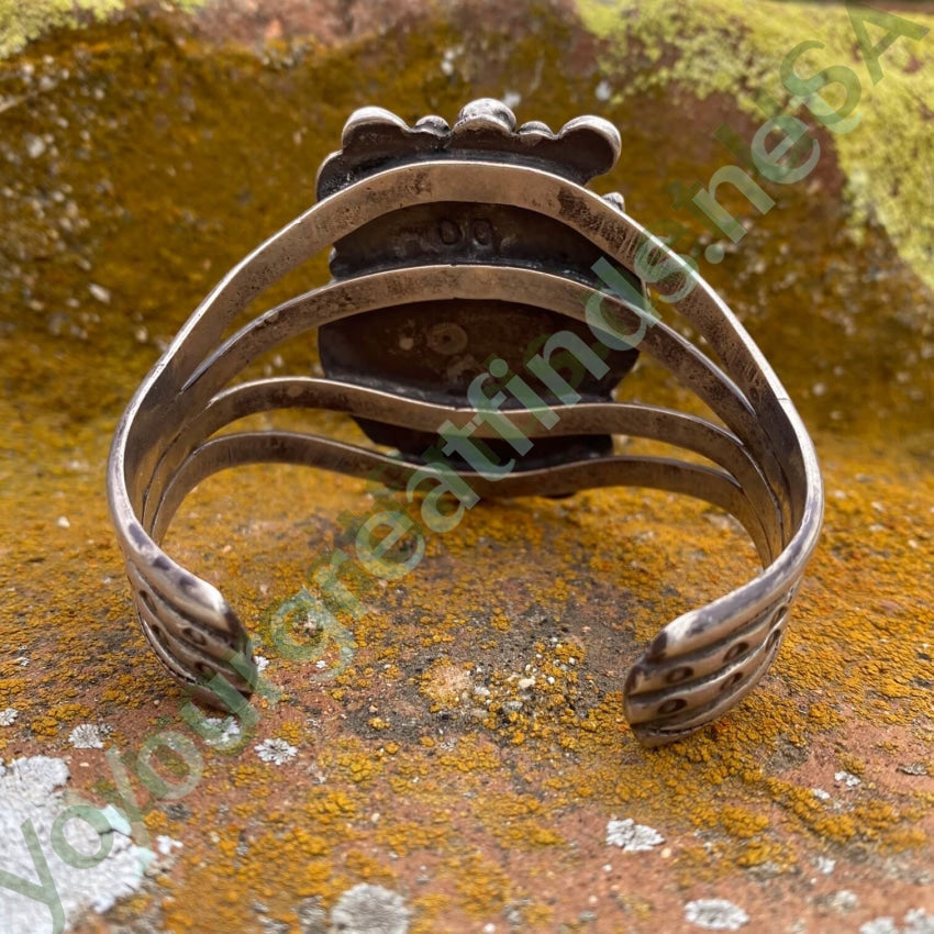 Old Rare Sterling Silver and Turquoise Cuff Bracelet by Dan Oliver Navajo Yourgreatfinds