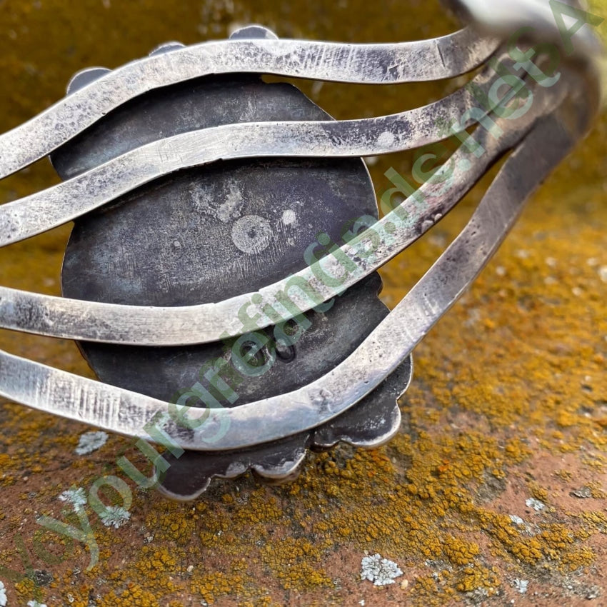 Old Rare Sterling Silver and Turquoise Cuff Bracelet by Dan Oliver Navajo Yourgreatfinds
