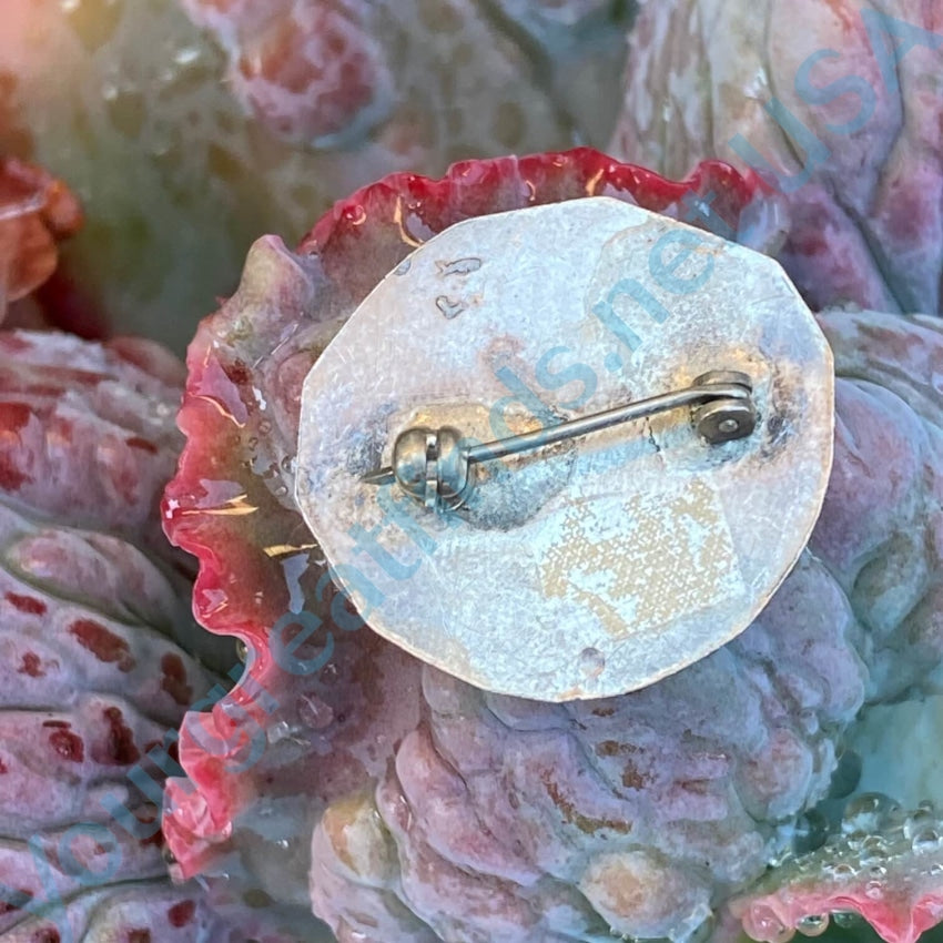 Old Rustic Zuni Sun God Face Pin Sterling Inlay
