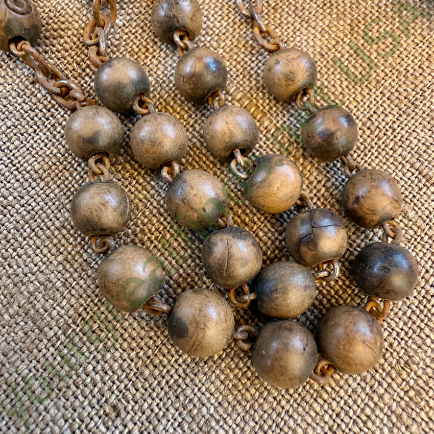 Old Rusty Wooden Beaded Rosary rosary necklace