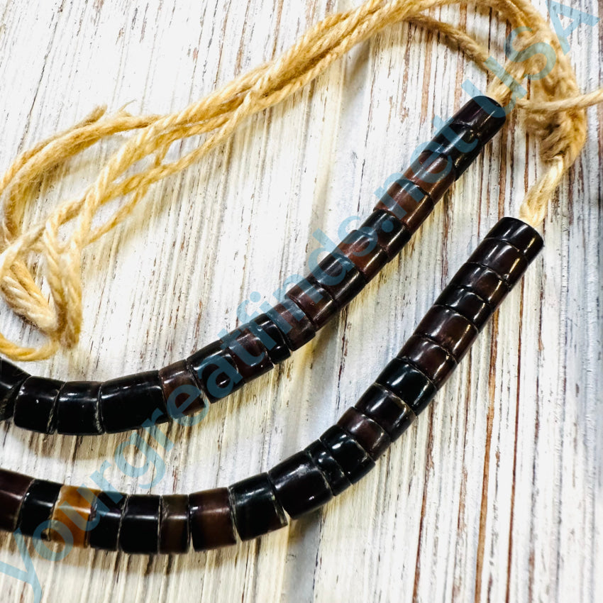 Old Santo Domingo Indian Brown Heishi Bead Necklace On String