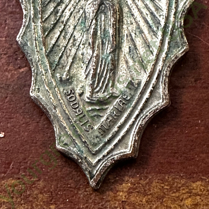 Old Silver Over Copper Catholic Devotional Pendant