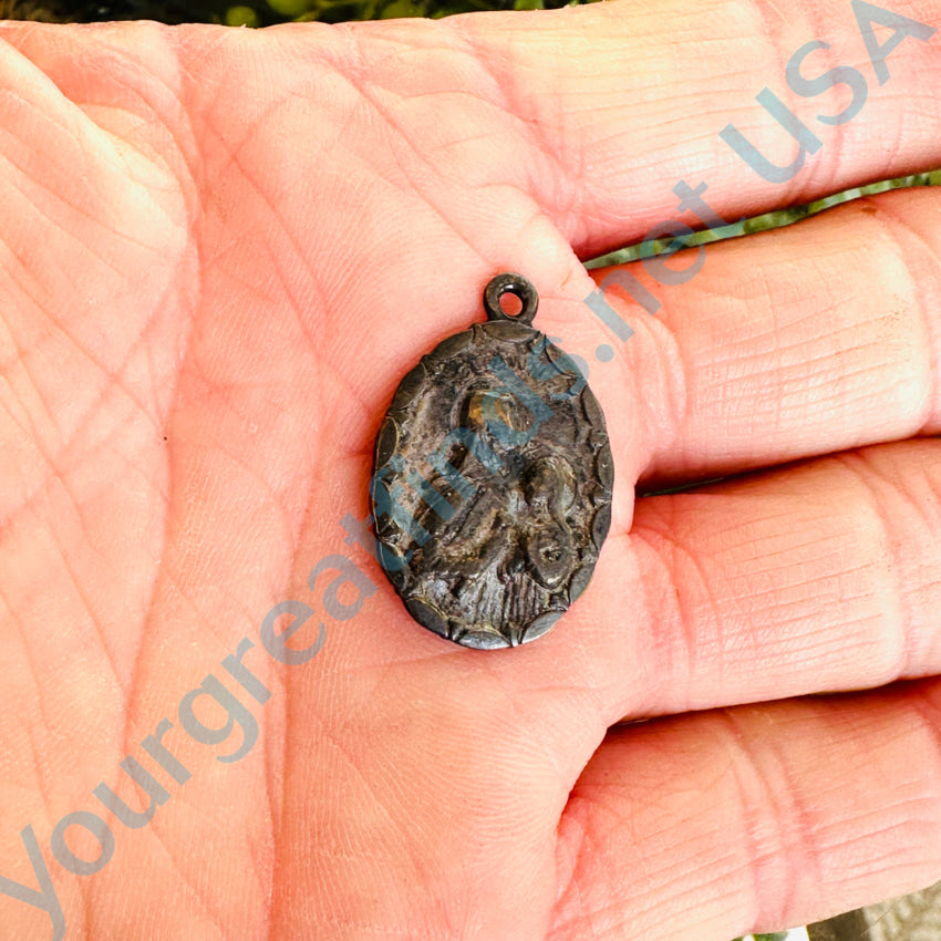 Old Silver Over Copper St. Anne Devotional Protective Pendant Apparel & Accessories