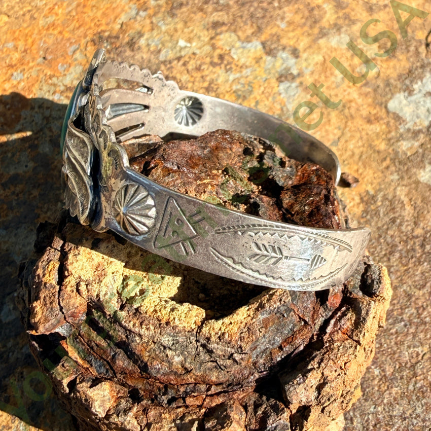 Old Sterling Silver & Turquoise Cuff Bracelet Bell Trading Post bracelet