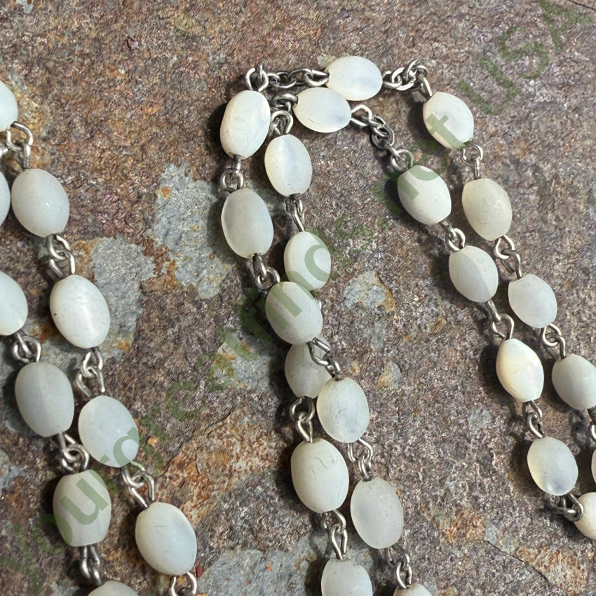 Old Sterling Silver & White Mother-of-Pearl Rosary
