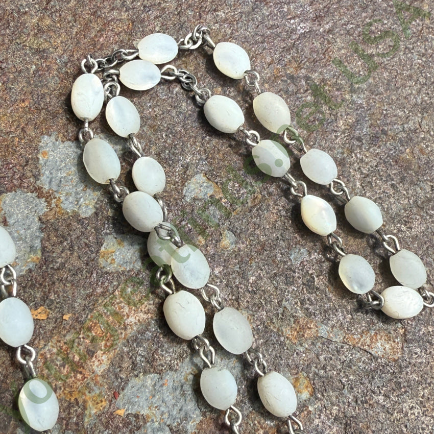 Old Sterling Silver & White Mother-of-Pearl Rosary