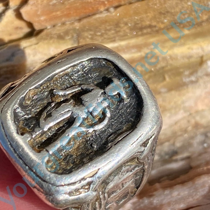 Old Time Worn Sterling Silver Cowboy Ring Size 11