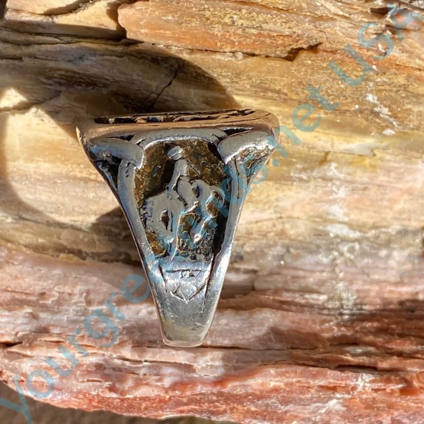 Old Time Worn Sterling Silver Cowboy Ring Size 11