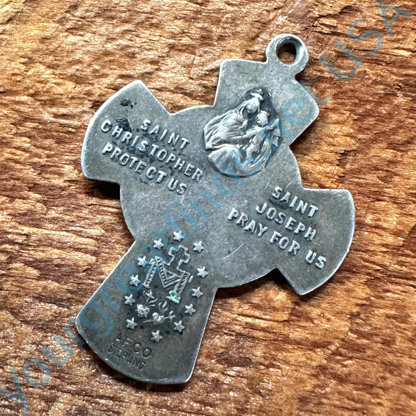 Old Time Worn Sterling Silver Four Way Cross Pendant