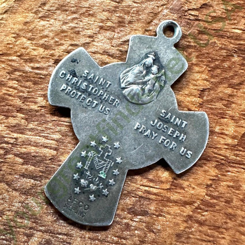 Old Time Worn Sterling Silver Four Way Cross Pendant
