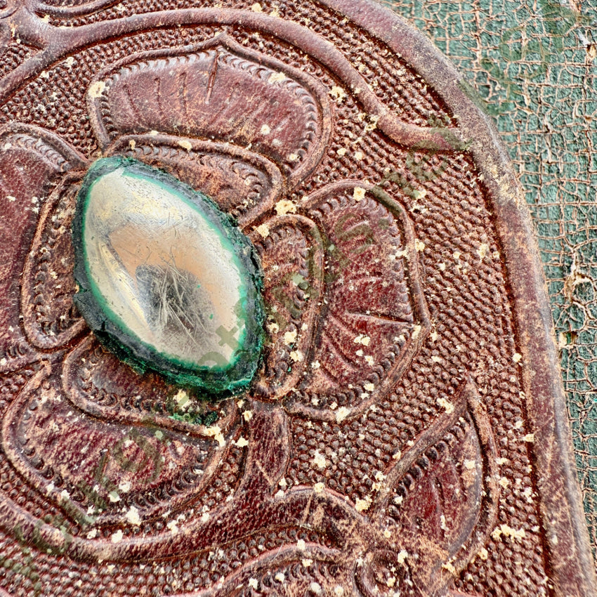Old Tooled Leather Horse Tack with Metal Hose & Heart Hardware antique
