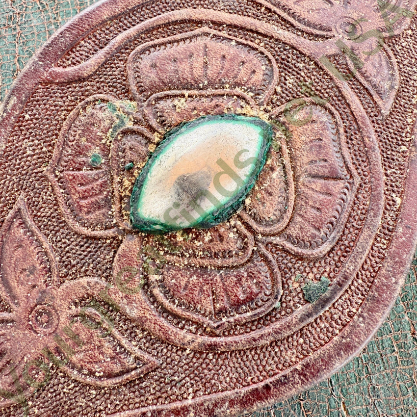 Old Tooled Leather Horse Tack with Metal Hose & Heart Hardware antique