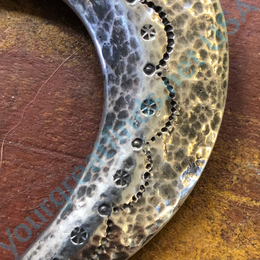 Old Tufa Stone Cast Naja &amp; Bench Bead Necklace Sterling Silver Navajo