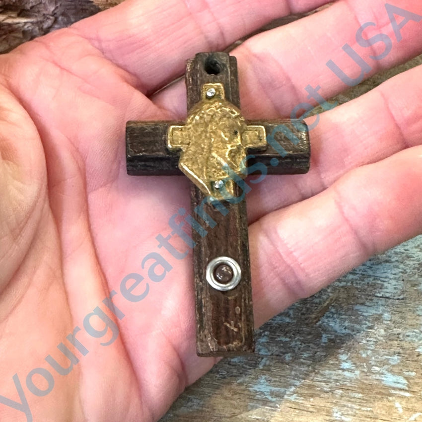 Old Wooden Cross Pendant With Stanhope