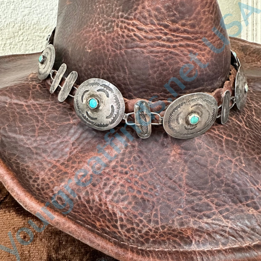 Navajo Round Concho Belt Buckle No.8 Turquoise Sterling Silver -  Yourgreatfinds