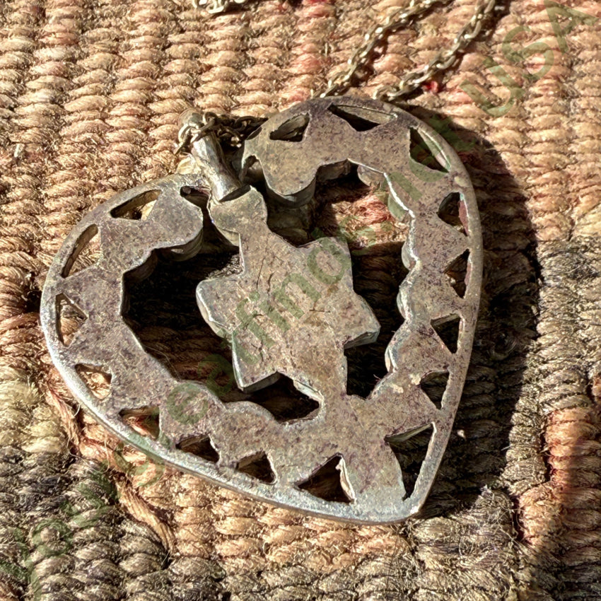 Old Zuni Turquoise Dots Heart Necklace necklace