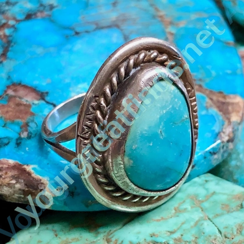 Ombré Turquoise Ring Sterling Silver Southwest 5.5 Yourgreatfinds