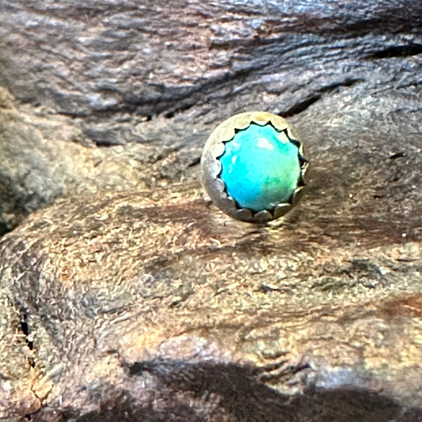 One Single Vintage Navajo Sterling Silver Snake Eye Turquoise Earring