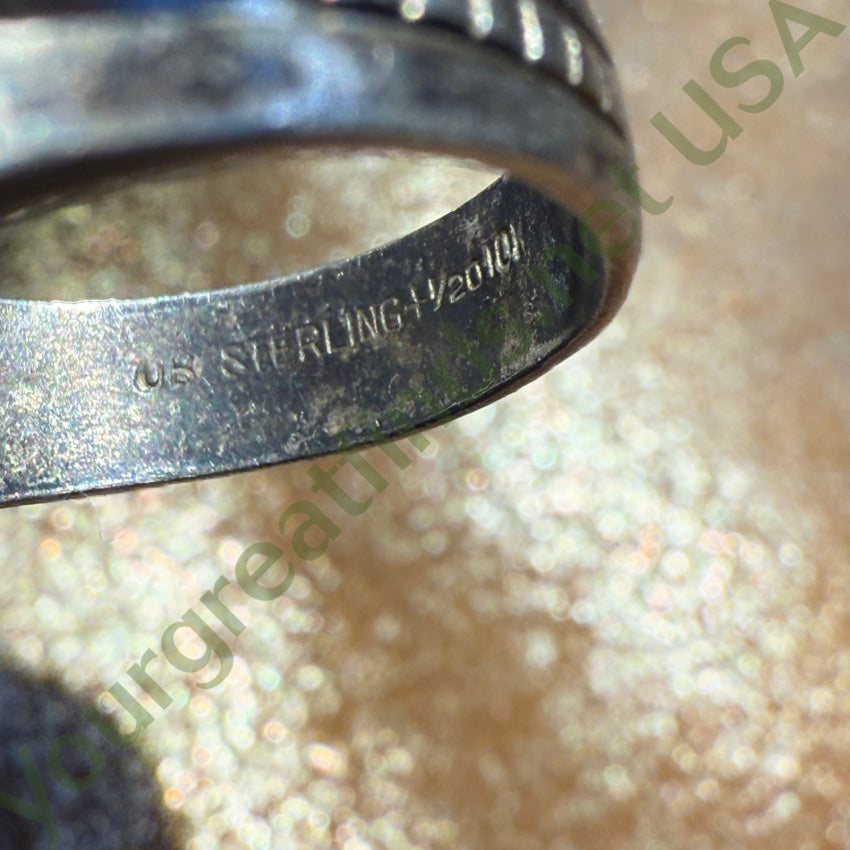 Otsby Barton Agate Signet Ring Sterling Silver 1/20 10K gold Size 9 ring