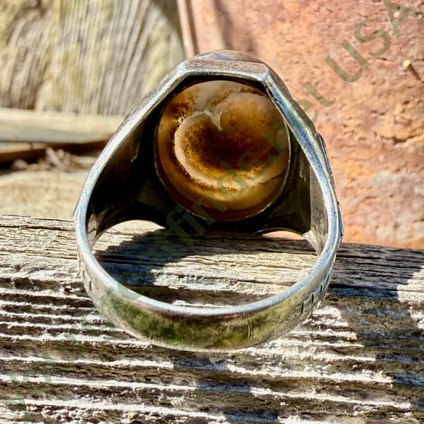 Otsby Barton Agate Signet Ring Sterling Silver 1/20 10K gold Size 9 ring