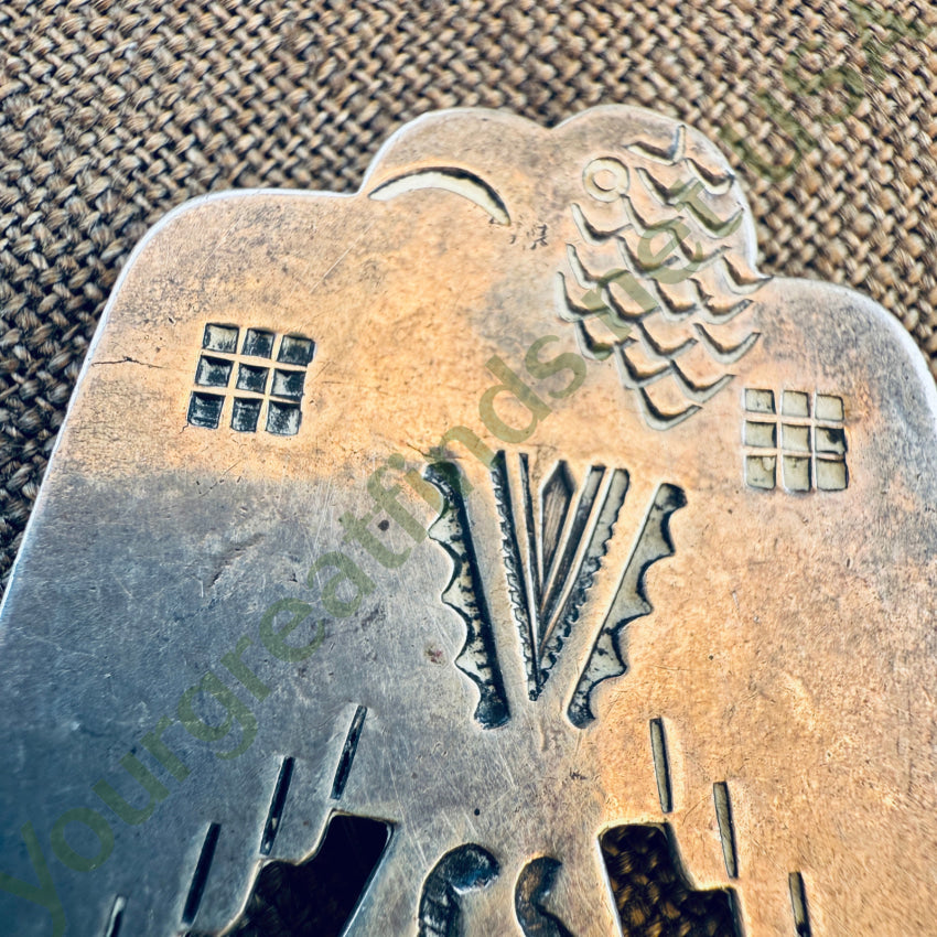 Outstanding Early Navajo Thunderbird Dress Clip Sterling Silver Stamped pin