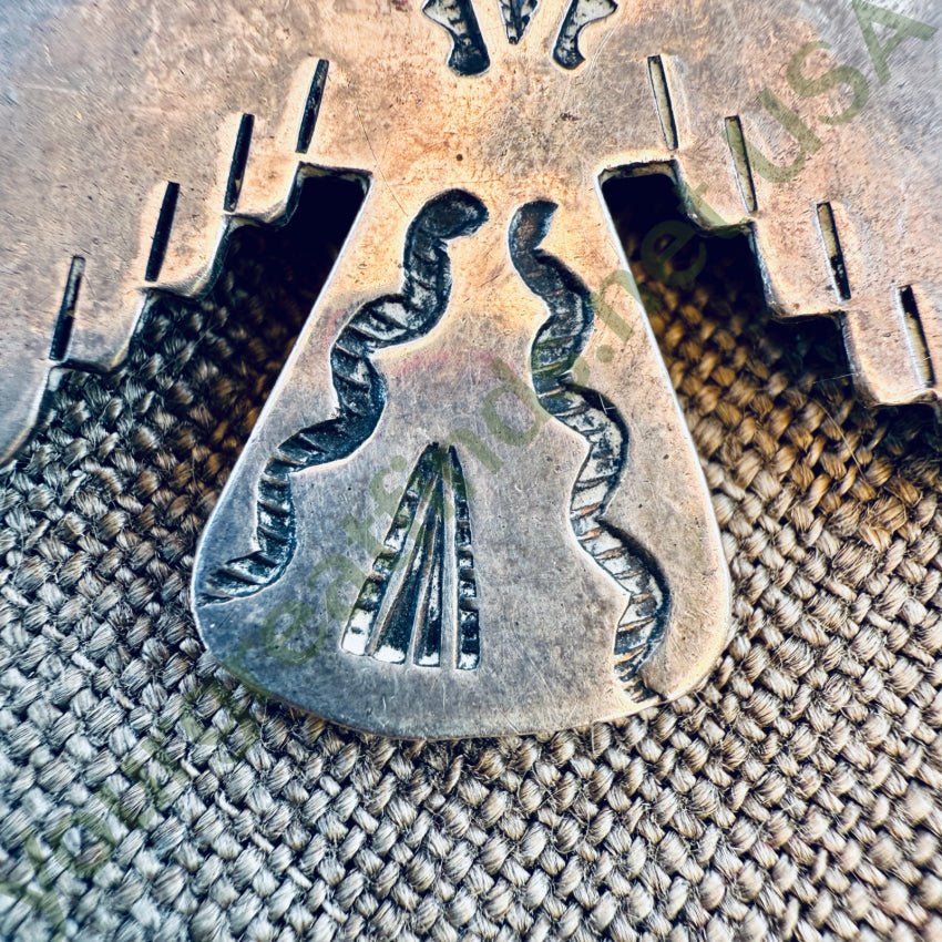 Outstanding Early Navajo Thunderbird Dress Clip Sterling Silver Stamped pin