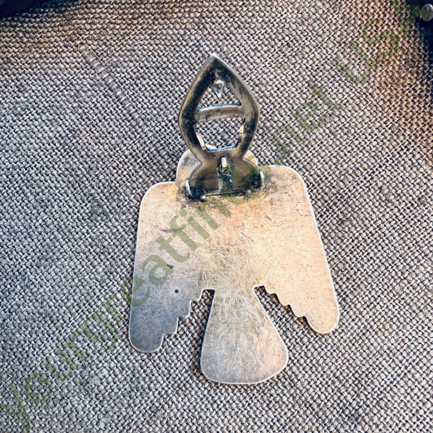 Outstanding Early Navajo Thunderbird Dress Clip Sterling Silver Stamped pin