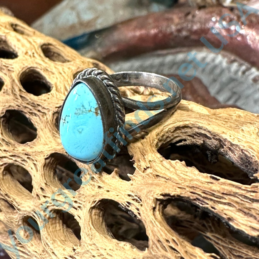 Pale Blue Turquoise Ring Sterling Silver Vintage Size 6.5