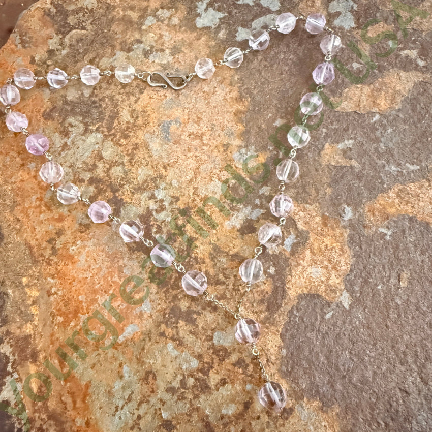 Pale Lavender Amethyst Bead Necklace Silver necklace