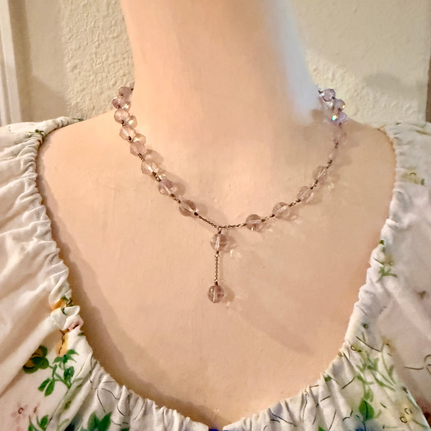 Pale Lavender Amethyst Bead Necklace Silver necklace