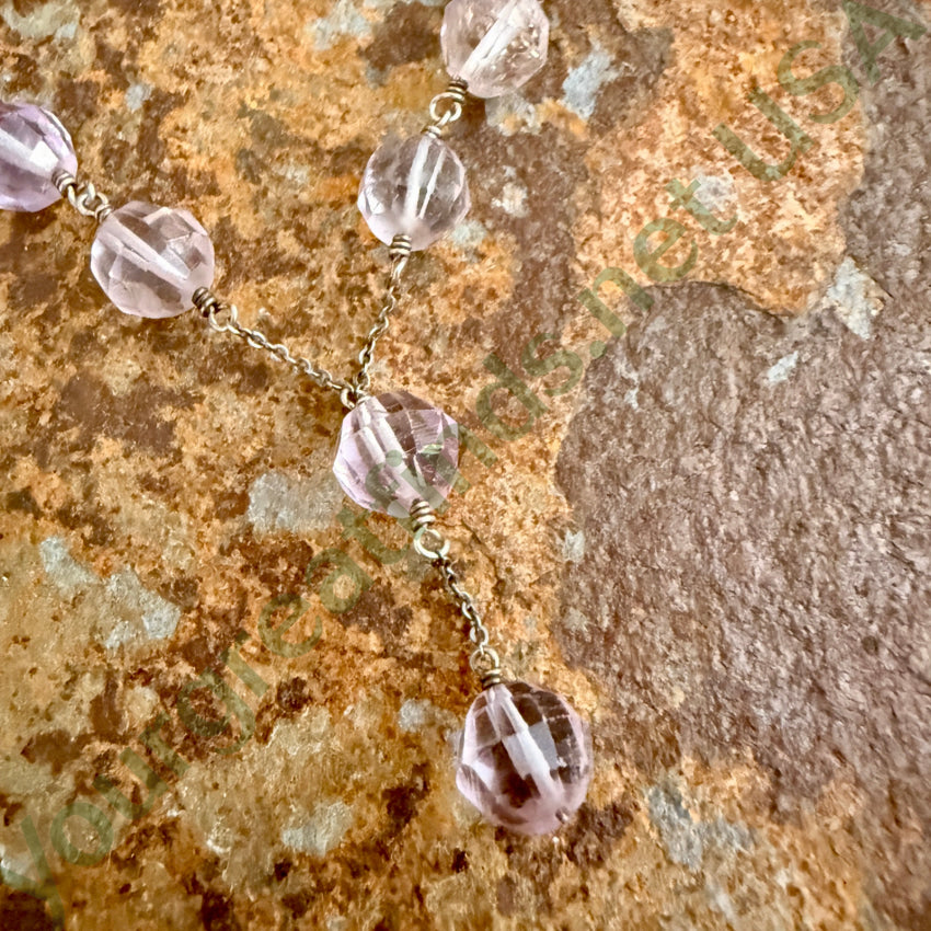 Pale Lavender Amethyst Bead Necklace Silver necklace