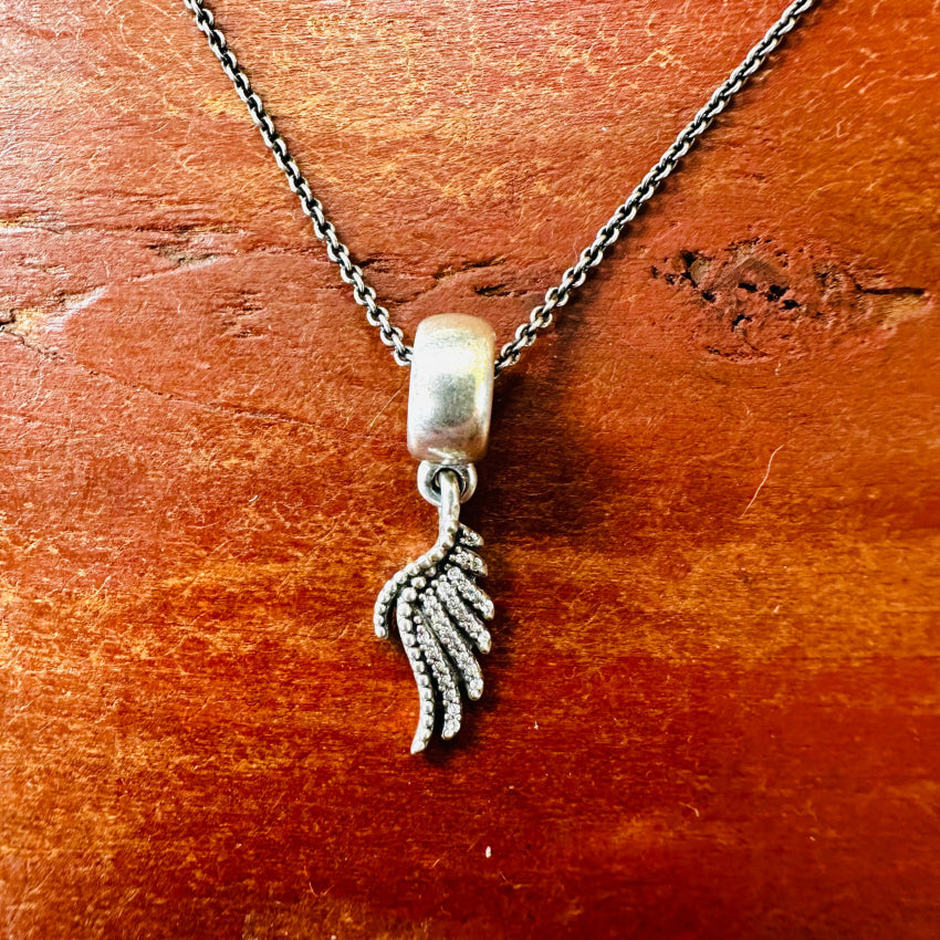 Pandora Sterling Silver Pavé Cz Angel Wing Necklace Apparel & Accessories