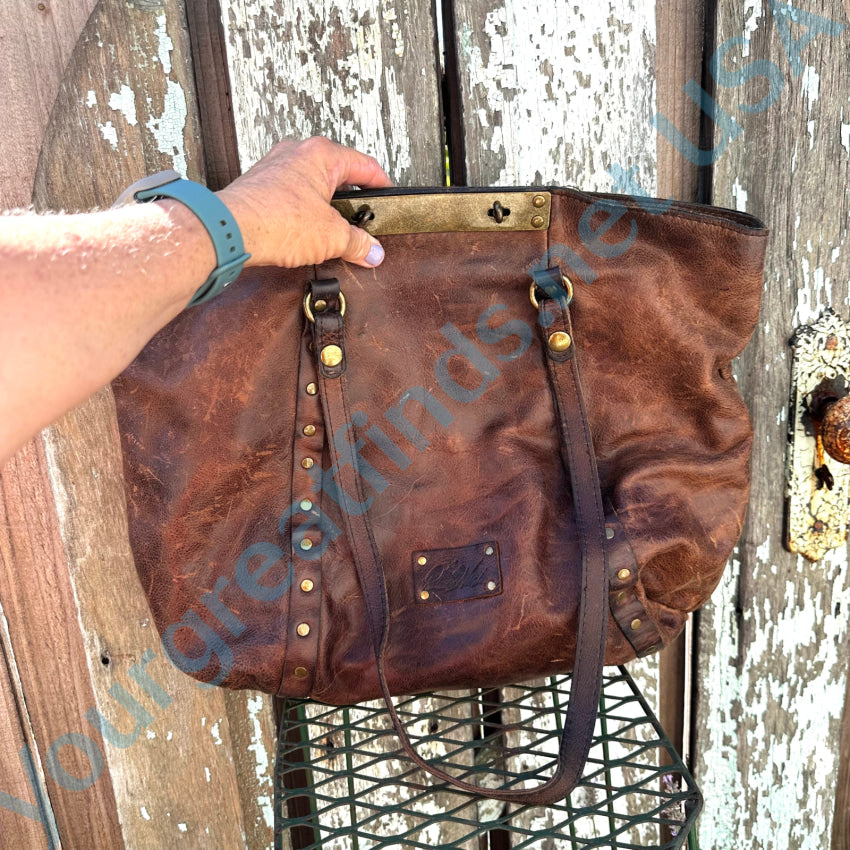 Patricia Nash Brown Distressed Leather Benvenuto Tote Purse